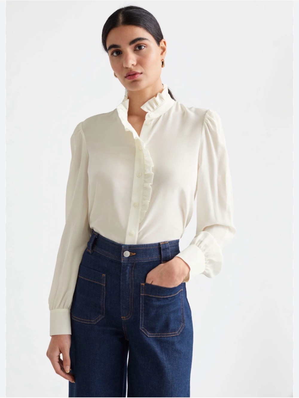 & other stories - Ruffled Mulberry Silk Blouse
